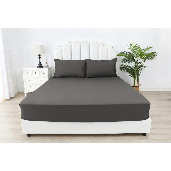 Фото - Простынь односпальная SOHO на гумці 90х200+25см Dark Gray (03-BT-0933-Dark Gray)